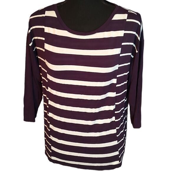 Chico's Purple and White Striped Top Size 0 - Picture 2 of 4